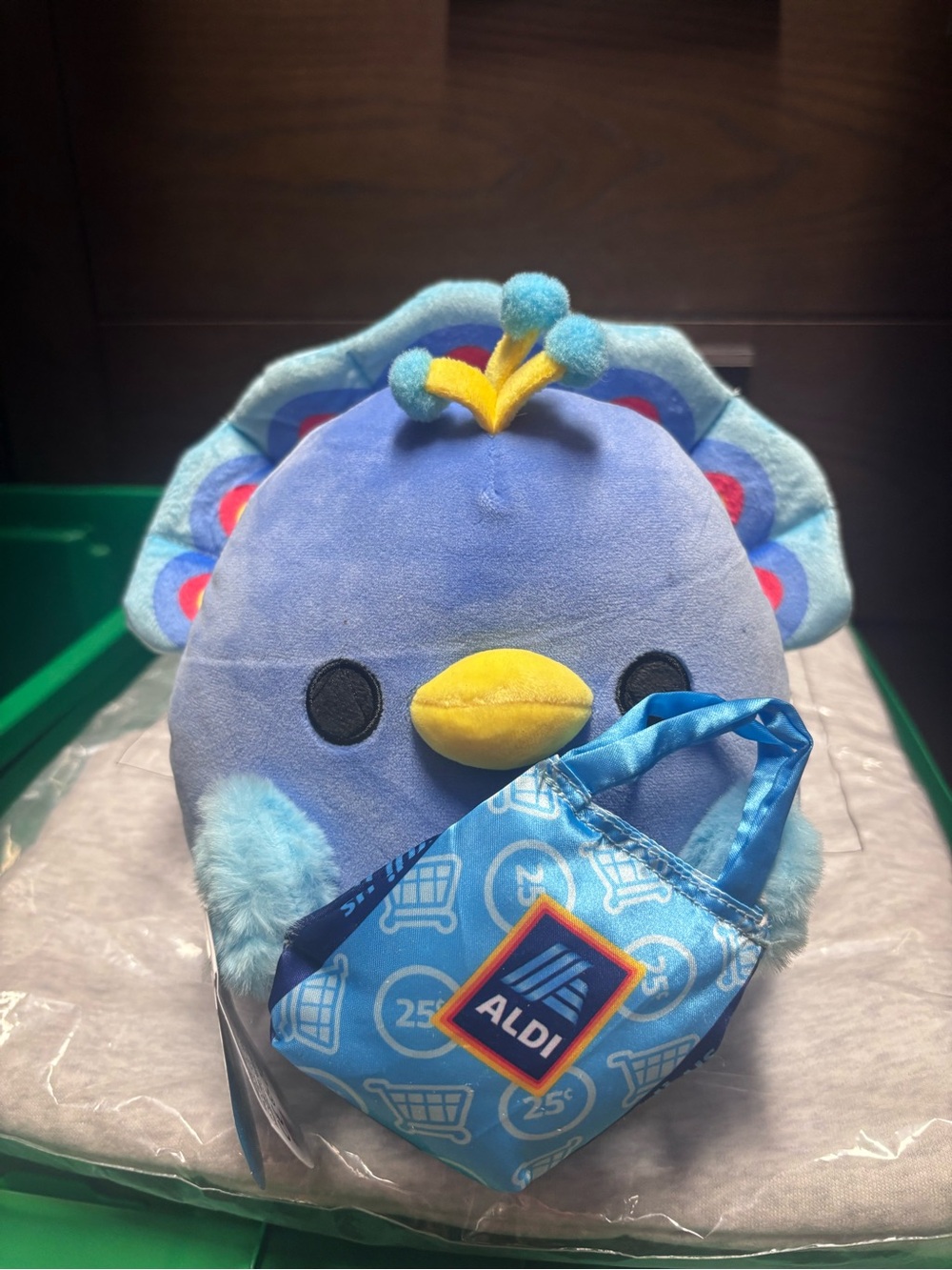 Blue Plush Peacock Toy with Mini Tote